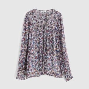 NWT Madewell 2 Piece Smocked Sheer Floral Print Blouse and sheer tank top